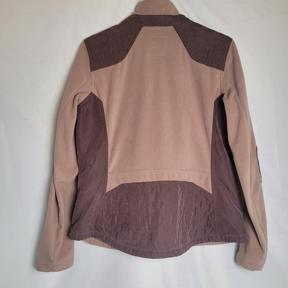 Eddie Bauer Sport Shop Fullzip Beige Taupe Fleece/ Canvas Jacket Women's Large - Picture 7 of 13
